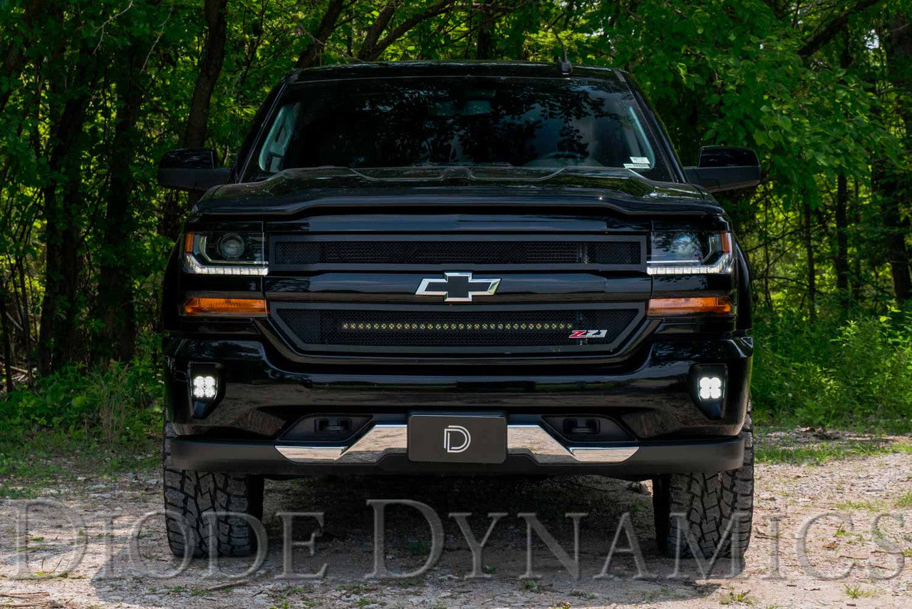 Diode Dynamics SS3 LED Fog Light Kit for 2016-2018 Chevrolet Silverado 1500 White SAE-DOT Fog Pro w- Backlight - Apollo Off-Road