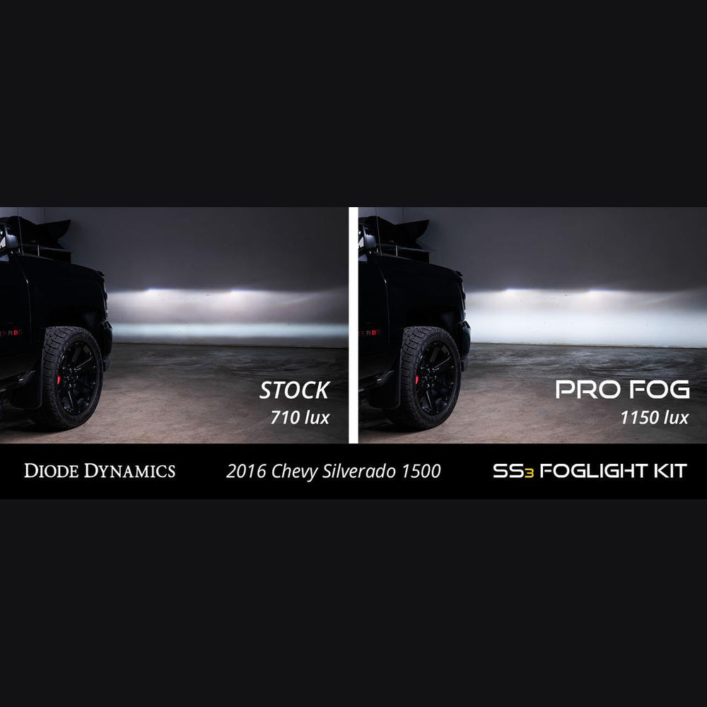 Diode Dynamics SS3 LED Fog Light Kit for 2016-2018 Chevrolet Silverado 1500 Yellow SAE-DOT Fog Pro w- Backlight - Apollo Off-Road