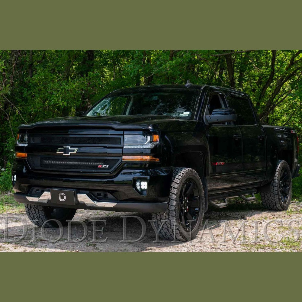 Diode Dynamics SS3 LED Fog Light Kit for 2016-2018 Chevrolet Silverado 1500 Yellow SAE-DOT Fog Pro w- Backlight - Apollo Off-Road