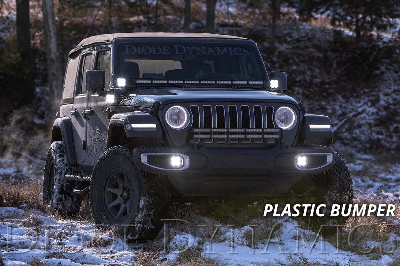 Diode Dynamics SS3 LED Fog Light Kit for 2018-2021 Jeep JL Wrangler White SAE-DOT Fog Pro w- Backlight Type MR Bracket Kit - Apollo Off-Road