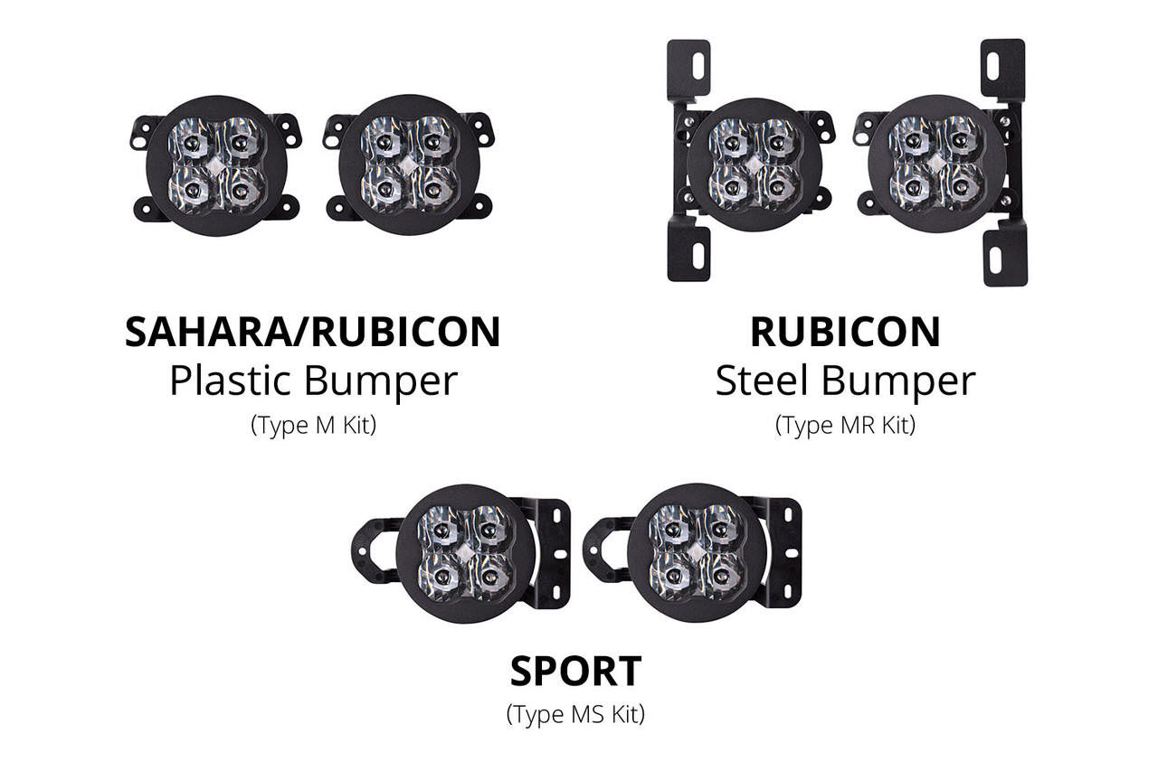 Diode Dynamics SS3 LED Fog Light Kit for 2018-2021 Jeep JL Wrangler White SAE-DOT Fog Pro w- Backlight Type MR Bracket Kit - Apollo Off-Road