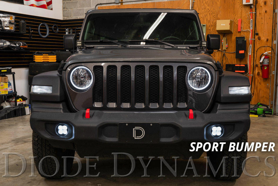 Diode Dynamics SS3 LED Fog Light Kit for 2018-2021 Jeep JL Wrangler White SAE-DOT Fog Pro w- Backlight Type MR Bracket Kit - Apollo Off-Road