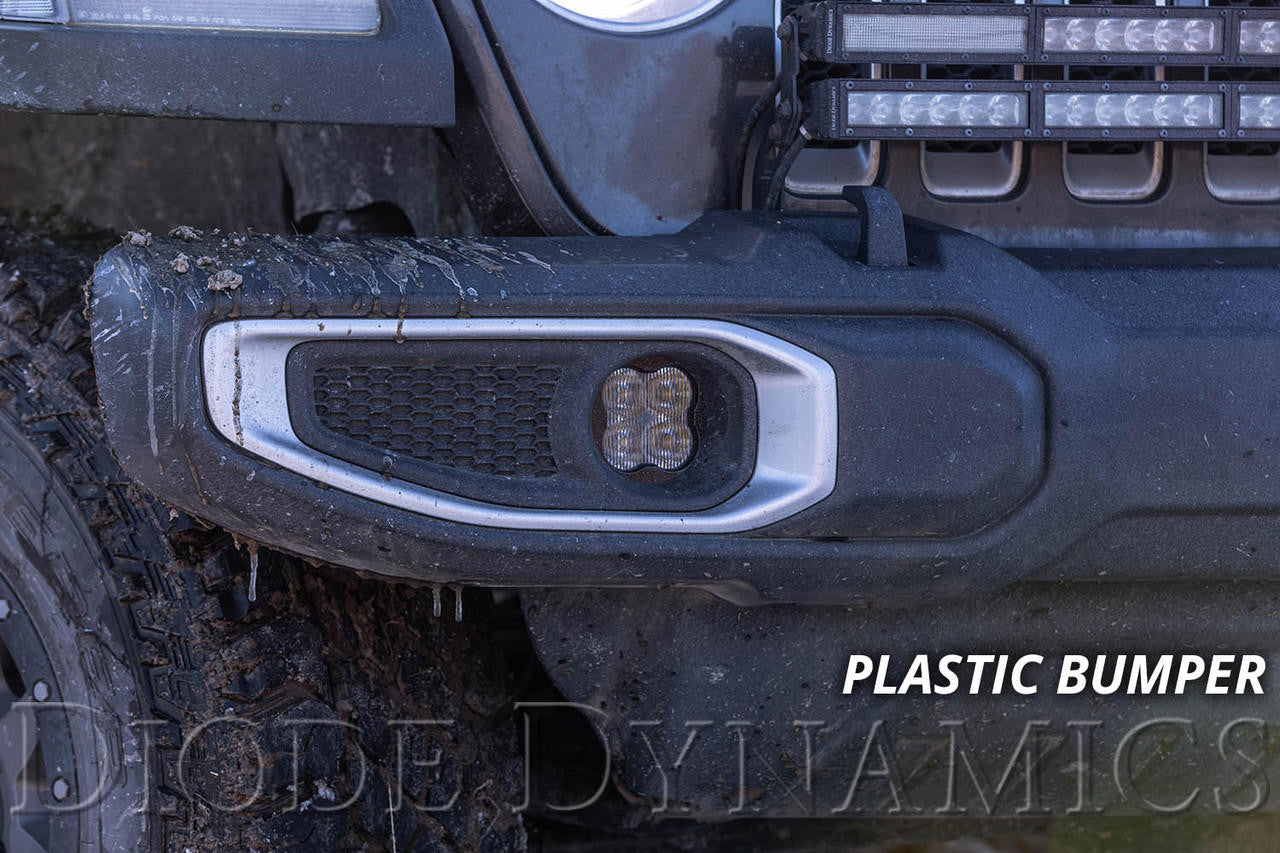 Diode Dynamics SS3 LED Fog Light Kit for 2018-2021 Jeep JL Wrangler White SAE-DOT Fog Pro w- Backlight Type MR Bracket Kit - Apollo Off-Road