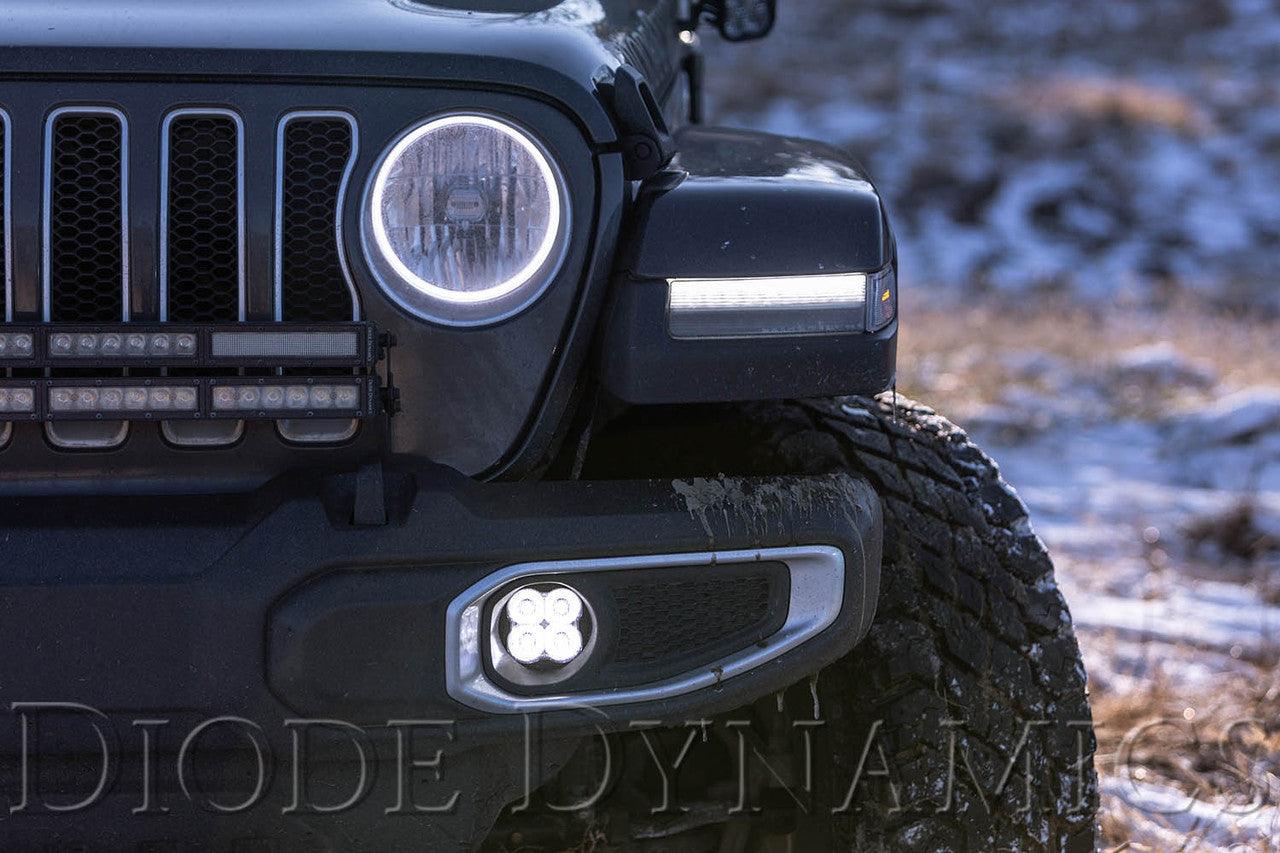 Diode Dynamics SS3 LED Fog Light Kit for 2018-2021 Jeep JL Wrangler Yellow SAE-DOT Fog Sport w- Backlight Type MR Bracket Kit - Apollo Off-Road