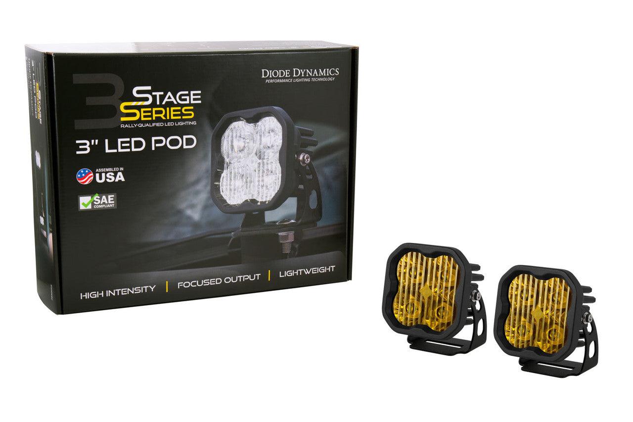 Diode Dynamics SS3 Max ABL Yellow SAE Fog Angled Pair - Apollo Off-Road