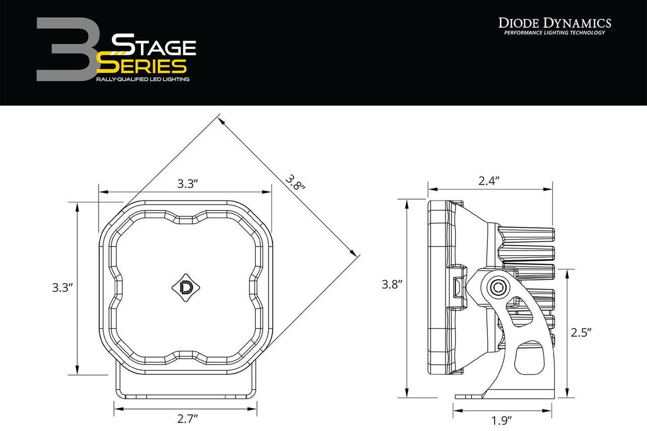 Diode Dynamics SS3 Max ABL Yellow SAE Fog Standard Pair - Apollo Off-Road