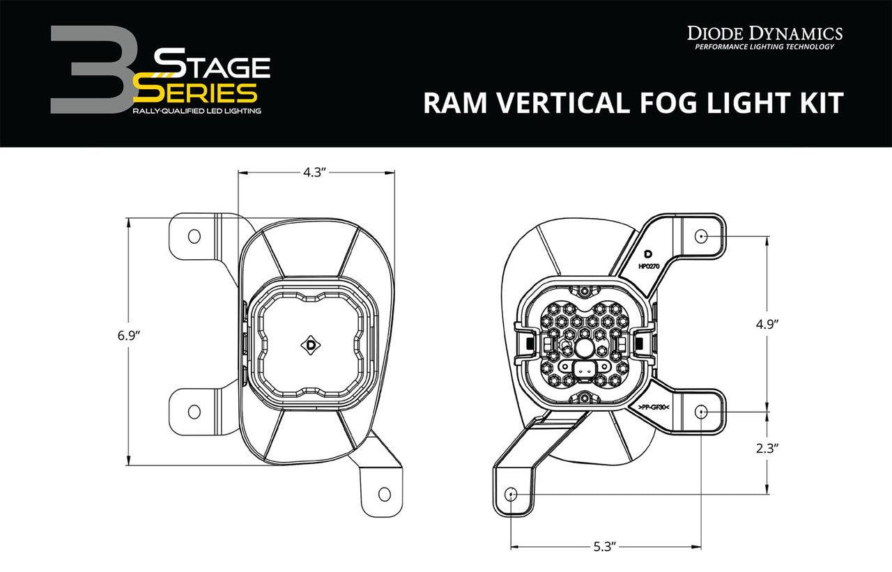 Diode Dynamics SS3 Pro Type Ram Vert Kit ABL Yellow SAE Fog - Apollo Off-Road