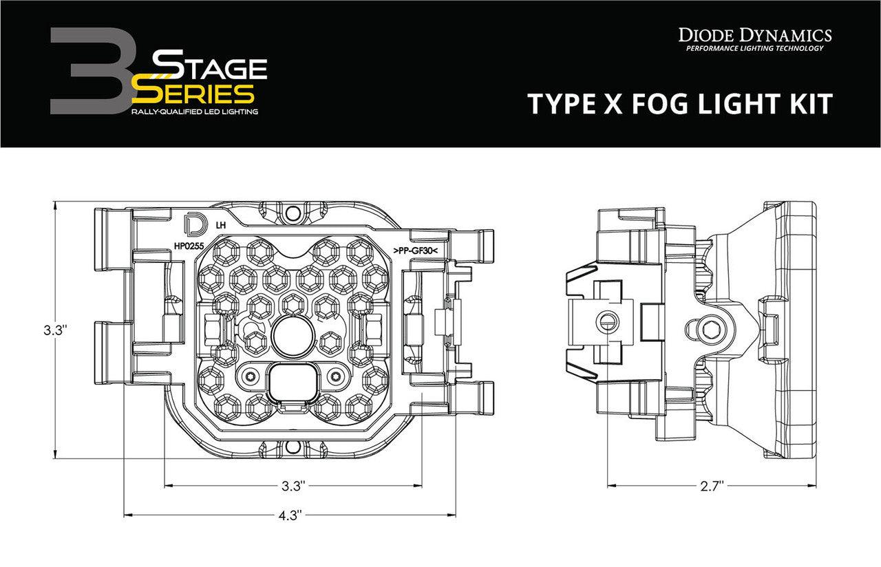 Diode Dynamics SS3 Pro Type X Kit ABL Yellow SAE Fog - Apollo Off-Road