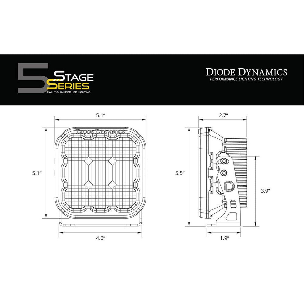 Diode Dynamics SS5 LED Pod Pro Yellow Spot Pair - Apollo Off-Road