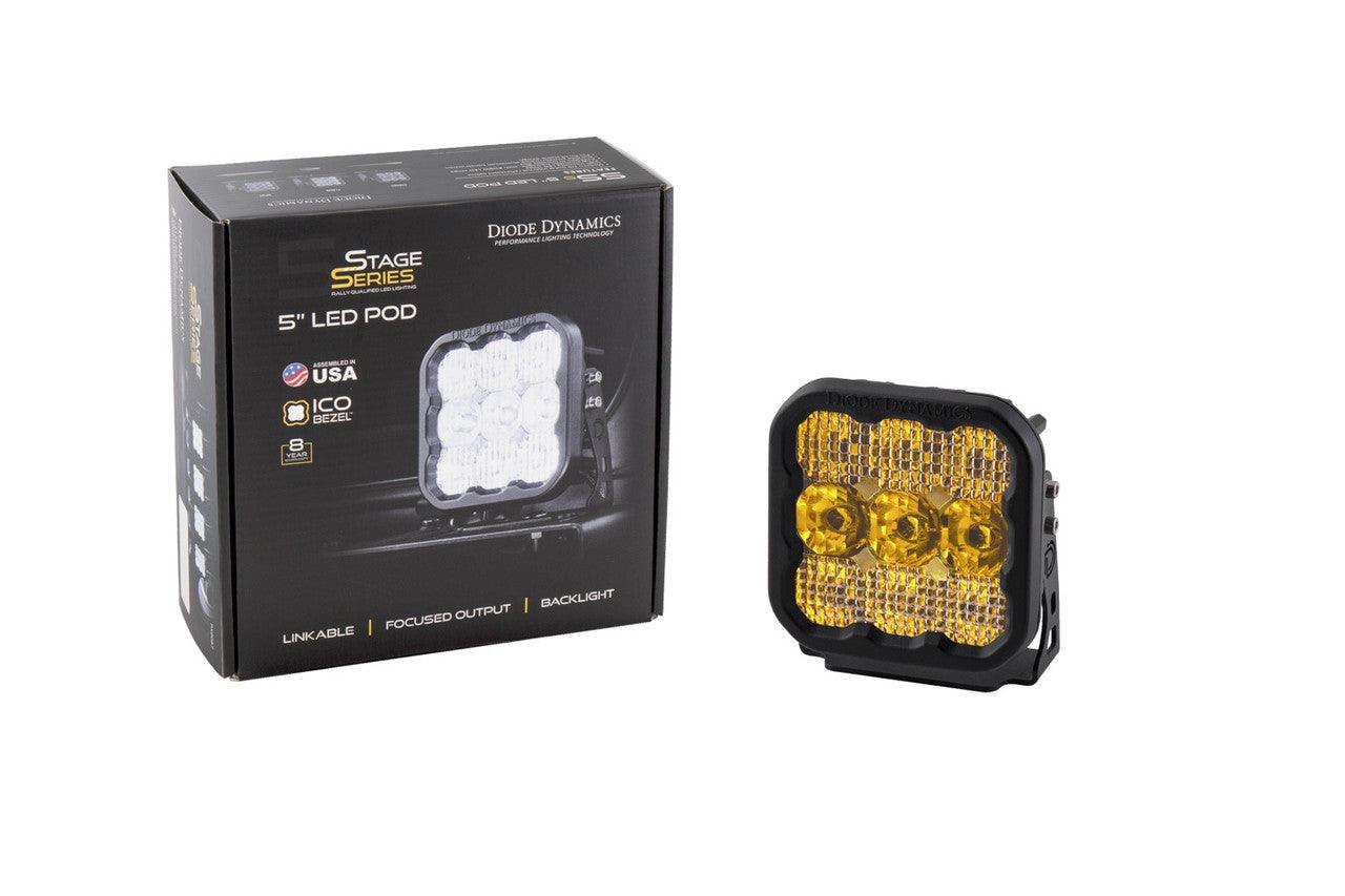 Diode Dynamics SS5 LED Pod Sport Yellow Flood Single - Apollo Off-Road