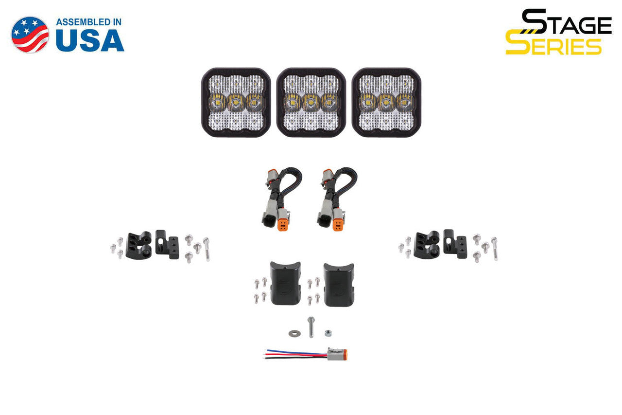 Diode Dynamics SS5 Pro Universal CrossLink 3-Pod Lightbar Yellow Driving - Apollo Off-Road