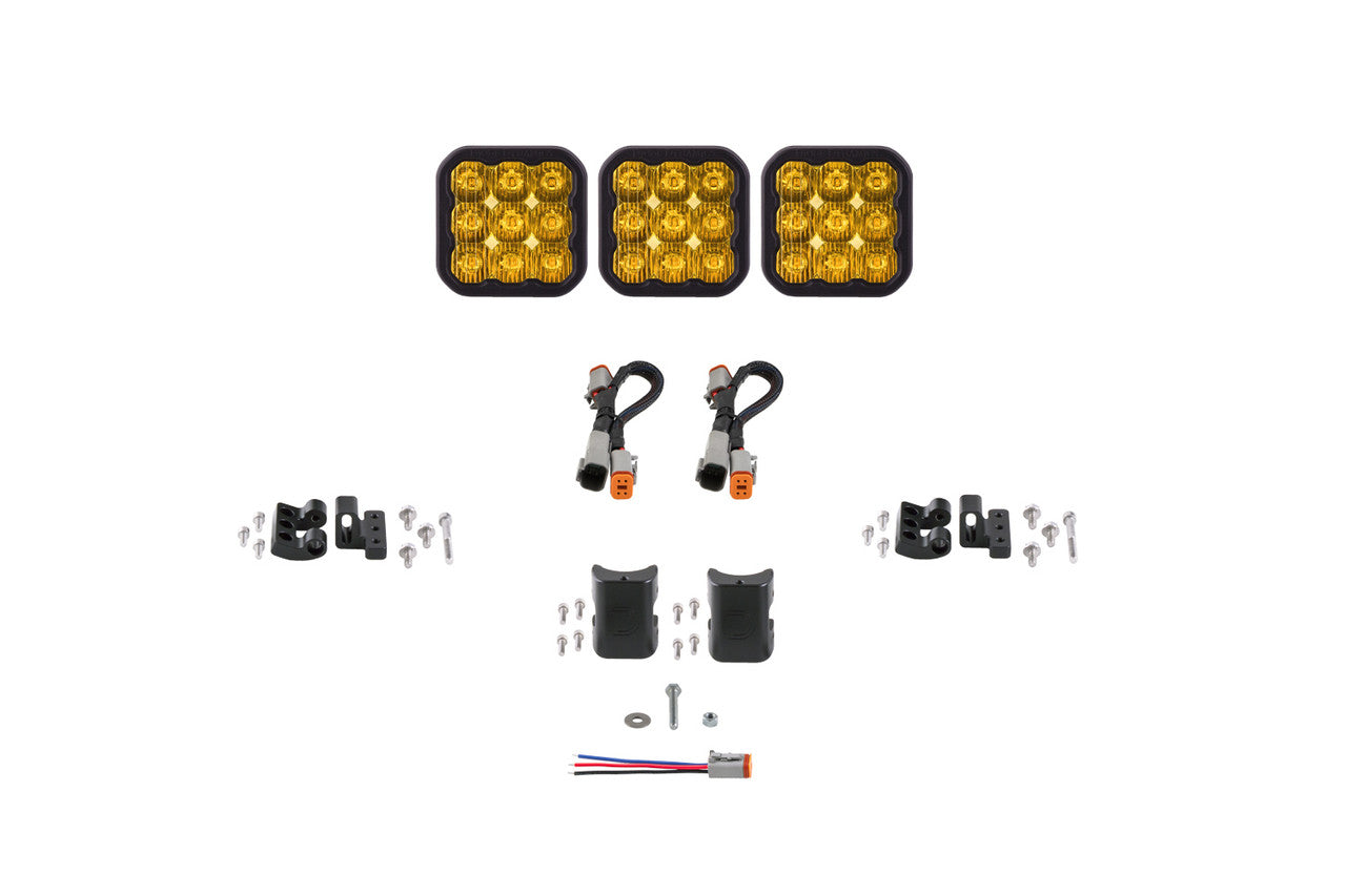 Diode Dynamics SS5 Pro Universal CrossLink 3-Pod Lightbar Yellow Driving - Apollo Off-Road