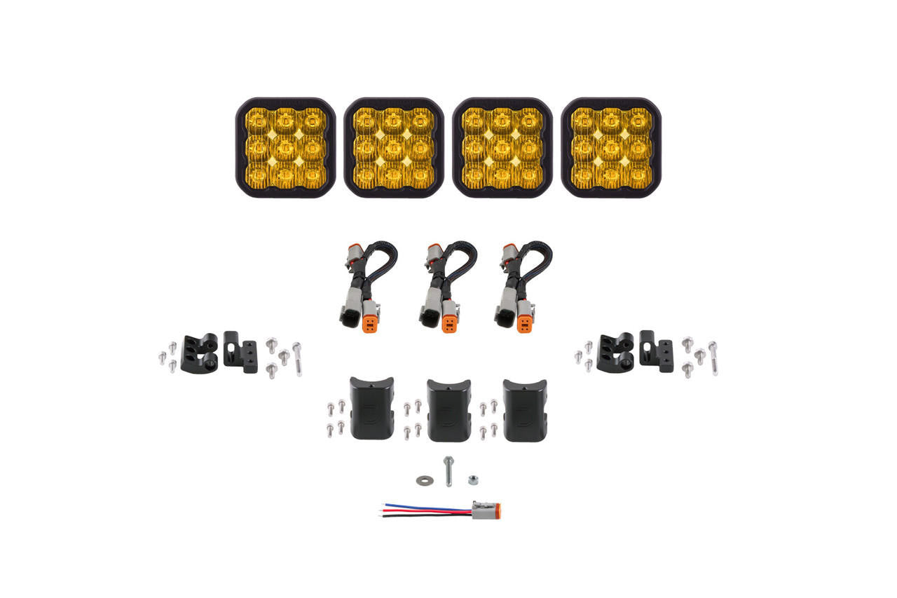 Diode Dynamics SS5 Pro Universal CrossLink 4-Pod Lightbar Yellow Driving - Apollo Off-Road