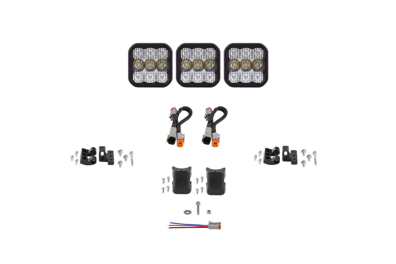 Diode Dynamics SS5 Sport Universal CrossLink 3-Pod Lightbar White Combo - Apollo Off-Road