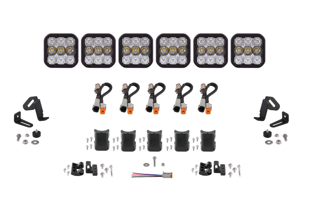 Diode Dynamics SS5 Sport Universal CrossLink 6-Pod Lightbar White Combo - Apollo Off-Road