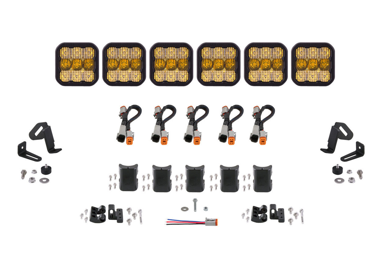 Diode Dynamics SS5 Sport Universal CrossLink 6-Pod Lightbar Yellow Combo - Apollo Off-Road