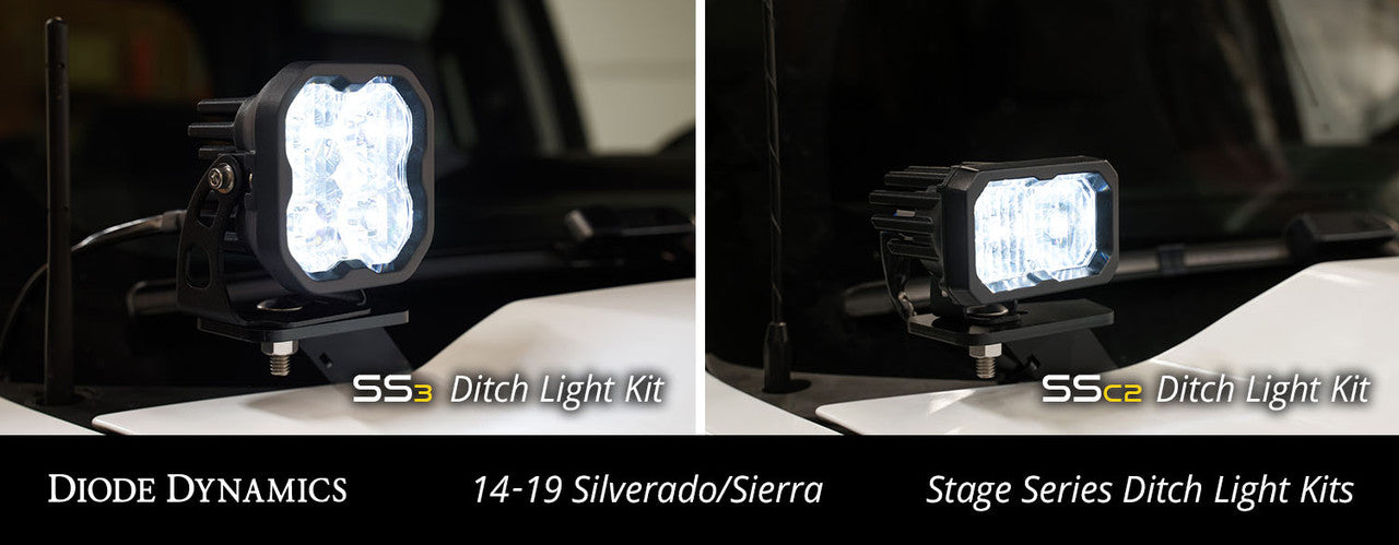 Diode Dynamics SSC2 LED Ditch Light Kit for 2014-2019 Chevrolet Silverado 1500, Sport White Combo - Apollo Off-Road