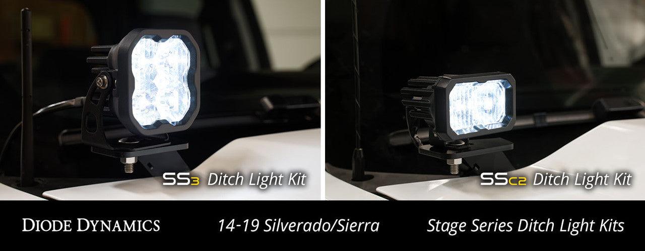 Diode Dynamics SSC2 LED Ditch Light Kit for 2014-2019 GMC Sierra 1500, Pro White Combo - Apollo Off-Road