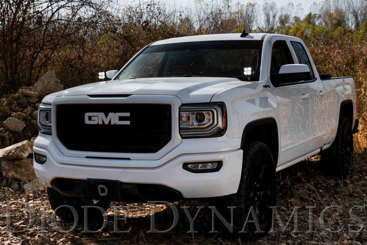 Diode Dynamics SSC2 LED Ditch Light Kit for 2014-2019 GMC Sierra 1500, Pro White Combo - Apollo Off-Road