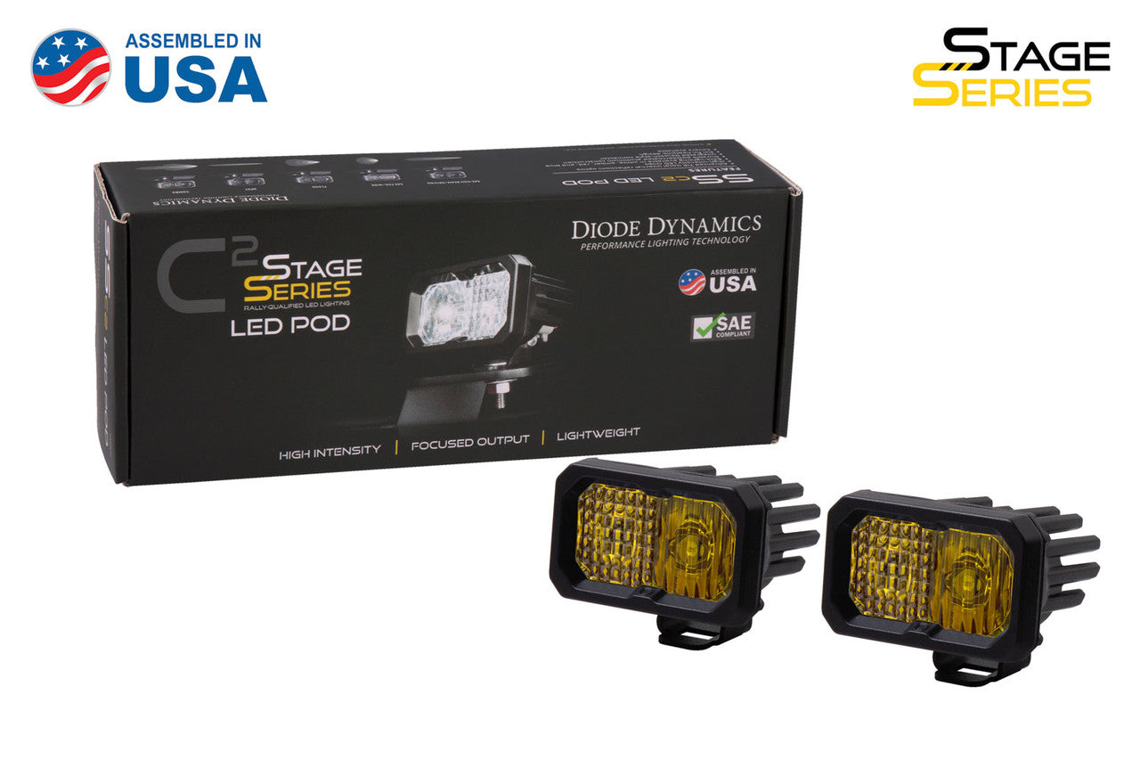Diode Dynamics Stage Series 2 Inch LED Pod, Sport Yellow Combo Standard ABL Pair - Apollo Off-Road