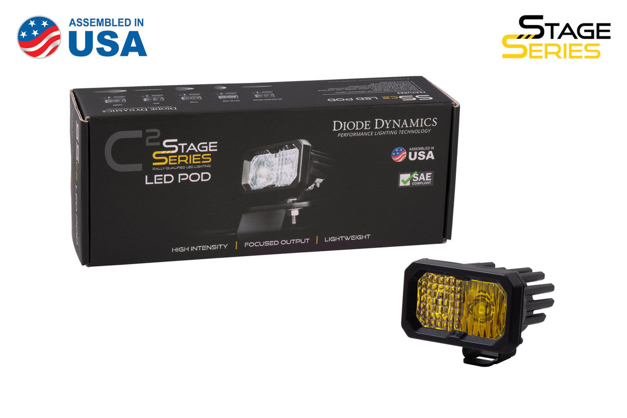 Diode Dynamics Stage Series 2 Inch LED Pod, Sport Yellow Flood Standard ABL Each - Apollo Off-Road