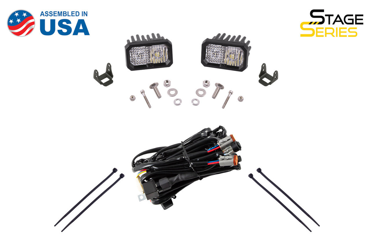 Diode Dynamics Stage Series 2in LED Ditch Light Kit for 2010-2021 Toyota 4Runner Pro White Combo - Apollo Off-Road