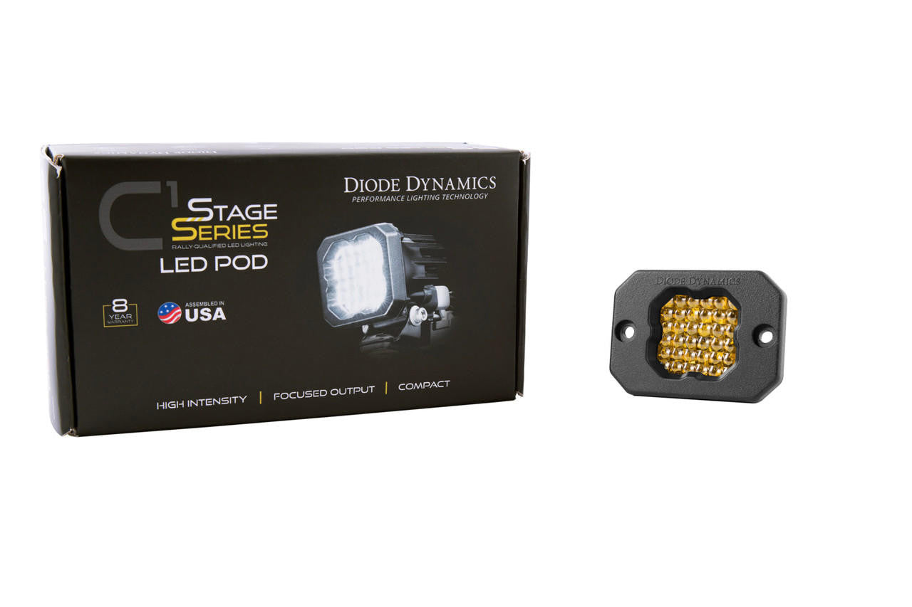 Diode Dynamics Stage Series C1 LED Pod Sport Yellow Flood Flush ABL Each - Apollo Off-Road