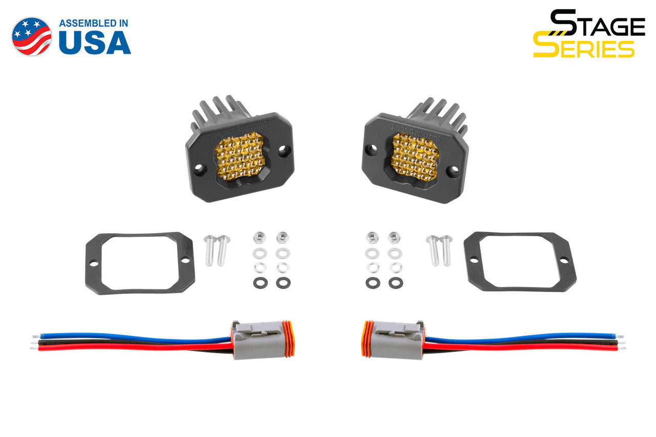 Diode Dynamics Stage Series C1 LED Pod Sport Yellow Flood Flush ABL Pair - Apollo Off-Road