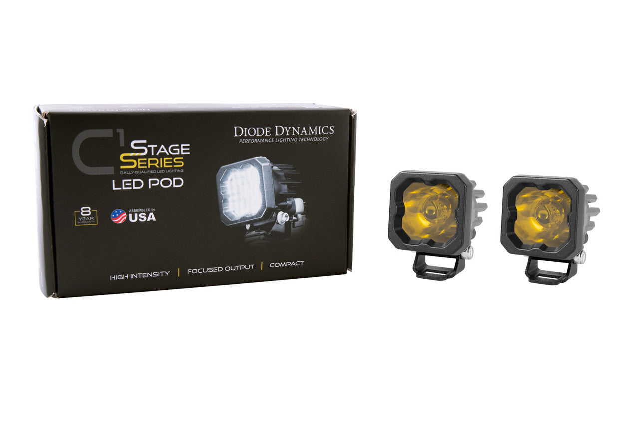 Diode Dynamics Stage Series C1 LED Pod Sport Yellow Spot Standard ABL Pair - Apollo Off-Road