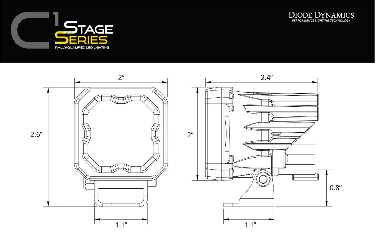 Diode Dynamics Stage Series C1 LED Pod Yellow SAE-DOT Fog Standard ABL Each - Apollo Off-Road