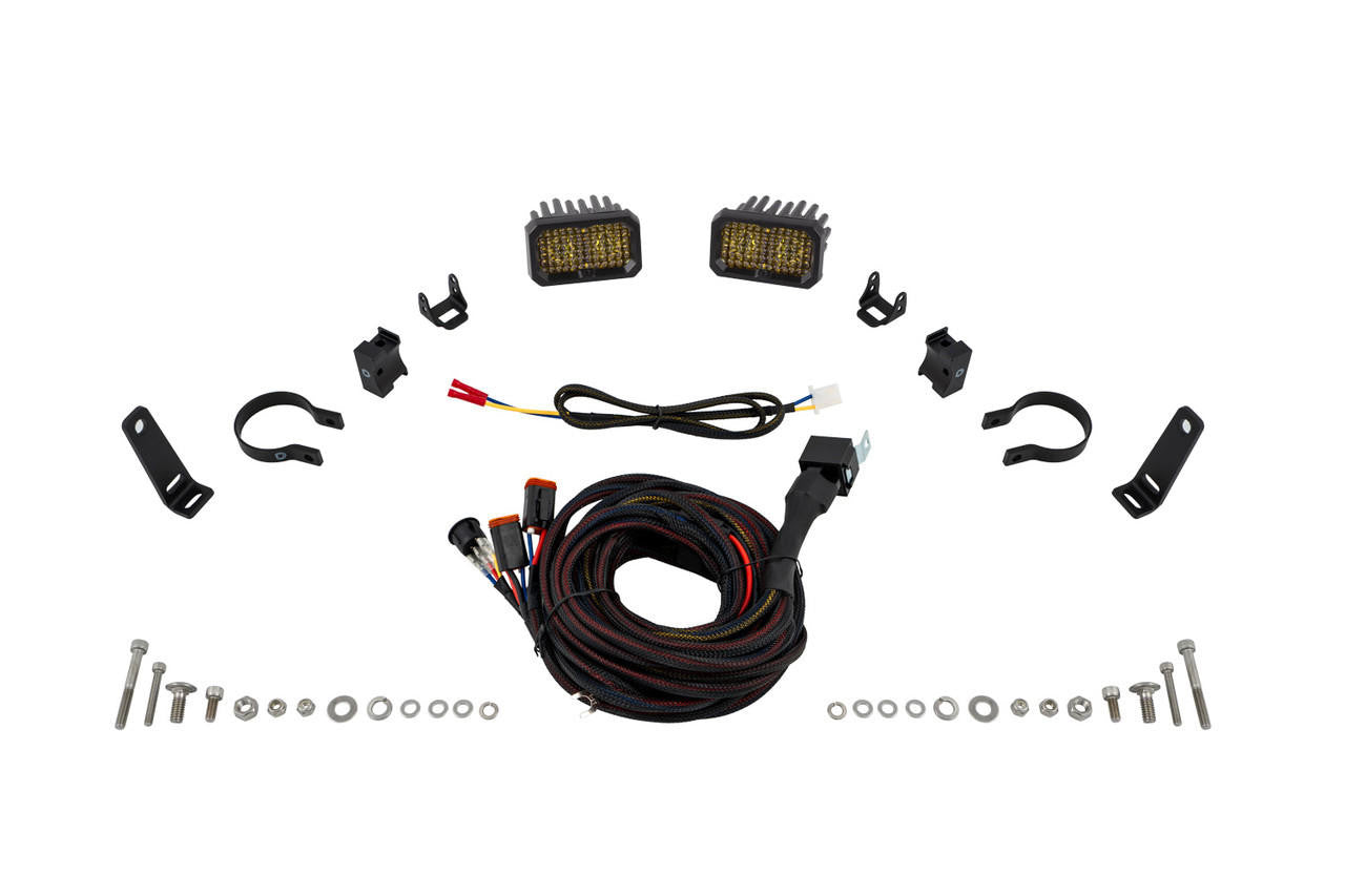 Diode Dynamics Stage Series Roll Bar Chase Light Kit, Pair, SSC2 Yellow (Sport - Pro) (1 - 1.25 - 1.5 - 1.75 - 2 Inch) - Apollo Off-Road