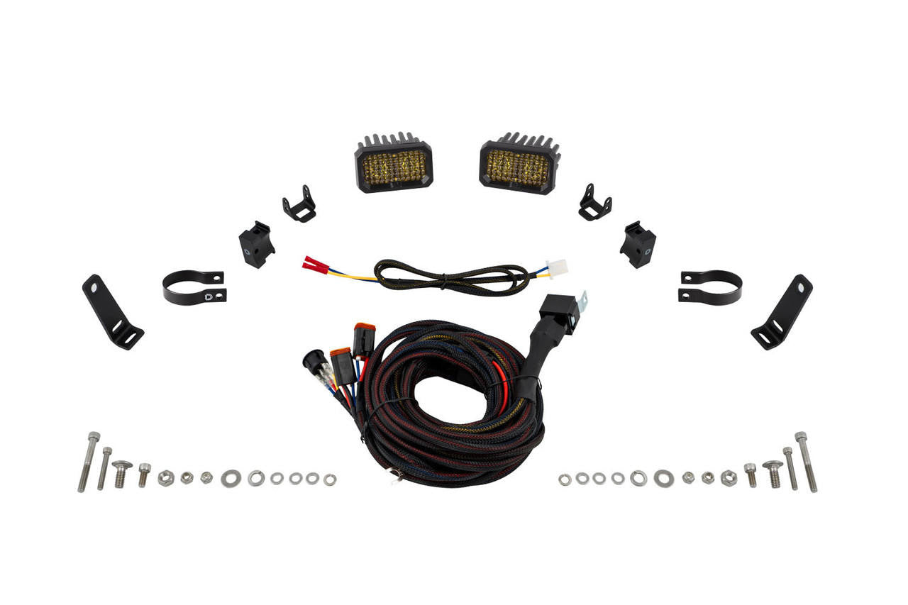 Diode Dynamics Stage Series Roll Bar Chase Light Kit, Pair, SSC2 Yellow (Sport - Pro) (1 - 1.25 - 1.5 - 1.75 - 2 Inch) - Apollo Off-Road