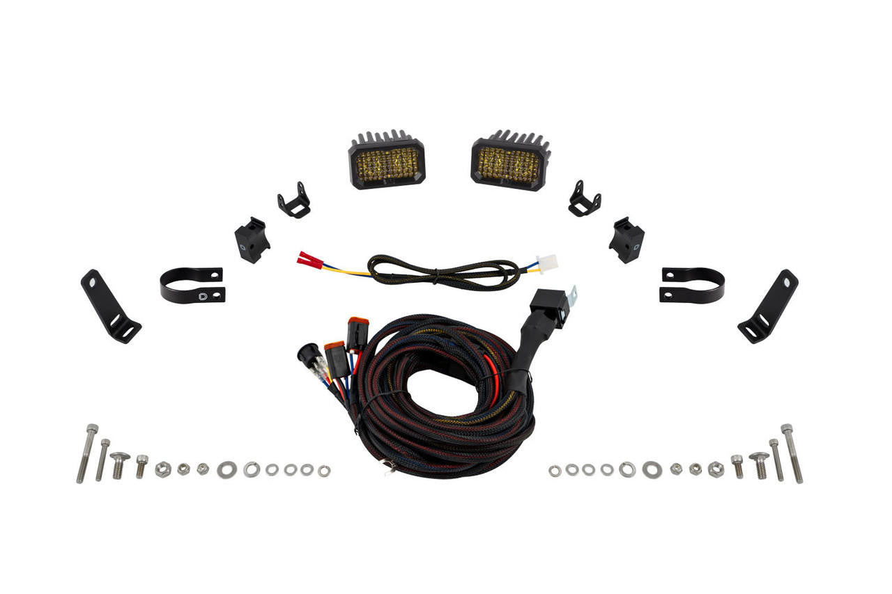 Diode Dynamics Stage Series Roll Bar Chase Light Kit, Pair, SSC2 Yellow (Sport - Pro) (1 - 1.25 - 1.5 - 1.75 - 2 Inch) - Apollo Off-Road