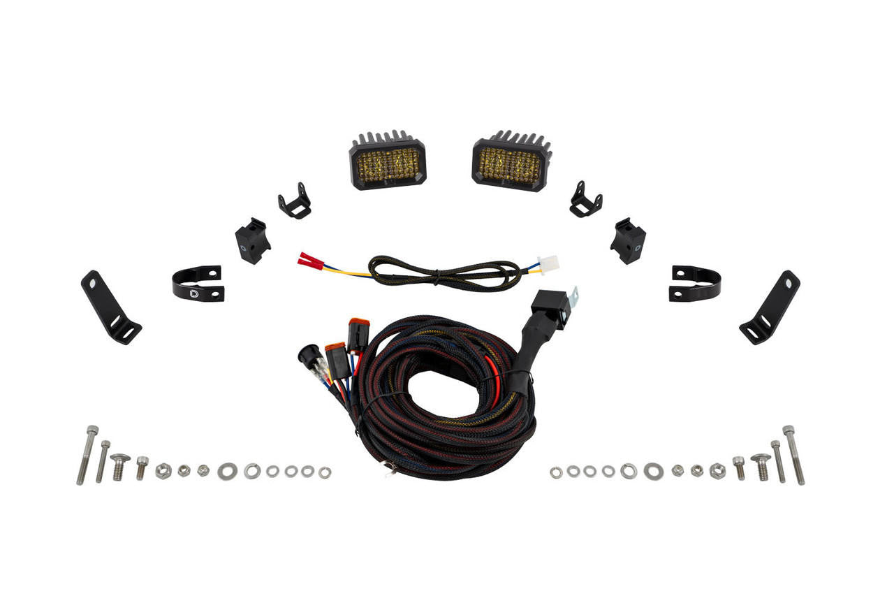 Diode Dynamics Stage Series Roll Bar Chase Light Kit, Pair, SSC2 Yellow (Sport - Pro) (1 - 1.25 - 1.5 - 1.75 - 2 Inch) - Apollo Off-Road