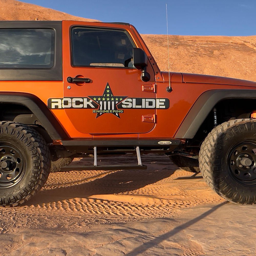 Jeep JK Side Step Sliders For 07-18 Wrangler JK 2 Door Models Set - Apollo Off-Road