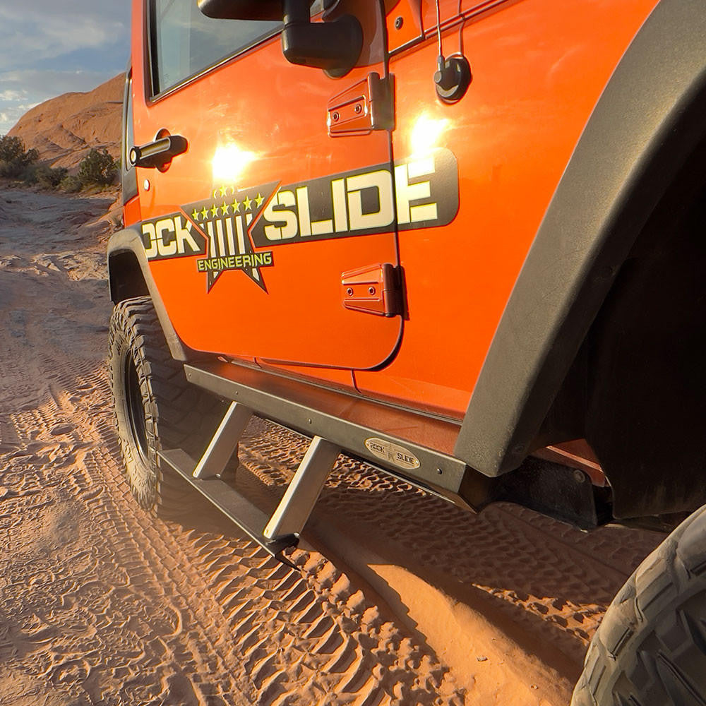 Jeep JK Side Step Sliders For 07-18 Wrangler JK 2 Door Models Set - Apollo Off-Road
