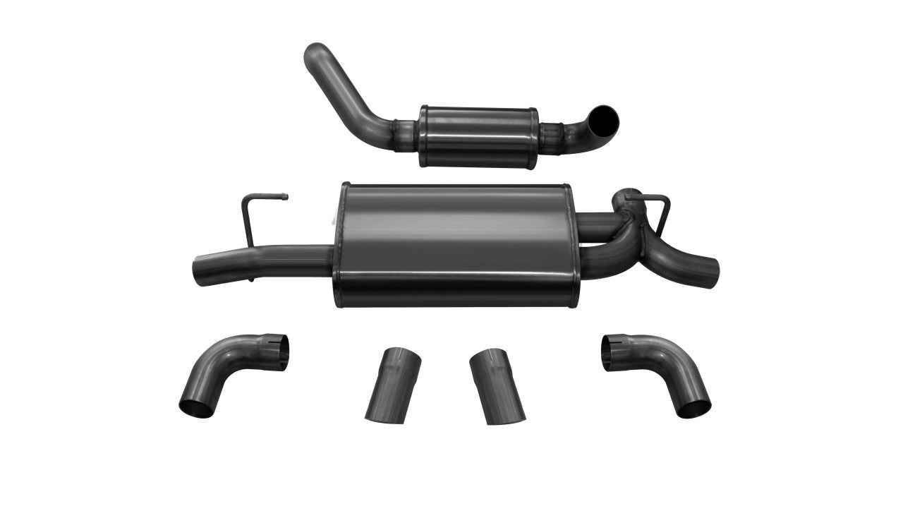 Jeep JL Axle Back Exhaust 2.5 Inch Dual Rear Exit w-Turn Down Outlets 18 Wrangler JL Touring Black - Apollo Off-Road