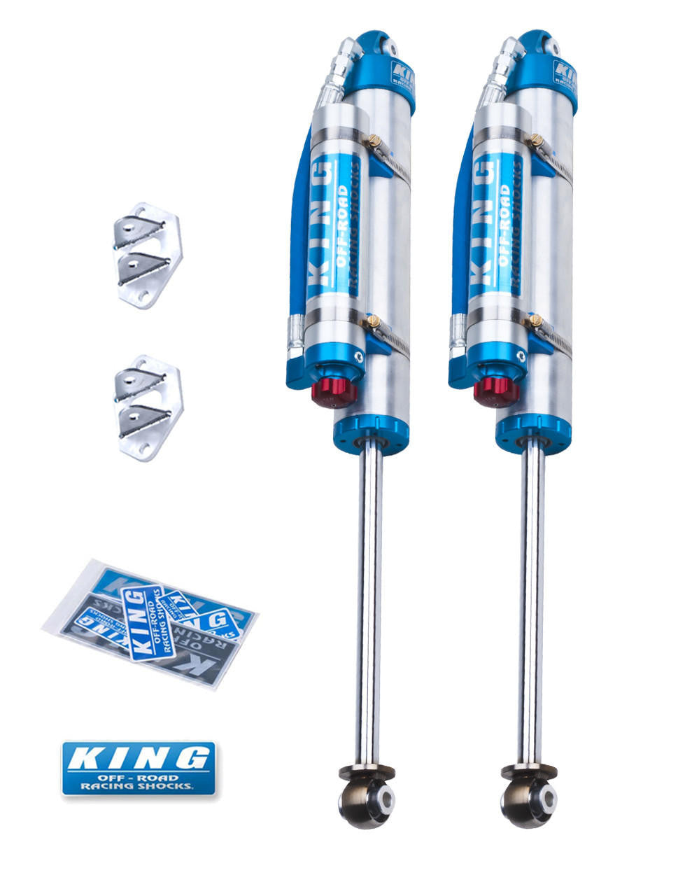 King Shocks JK 07-18 Rear 2.5 Dia. Piggy Hose Reservoir For 0-2.0" Lifts W/ Adjuster (Pair) - Apollo Off-Road