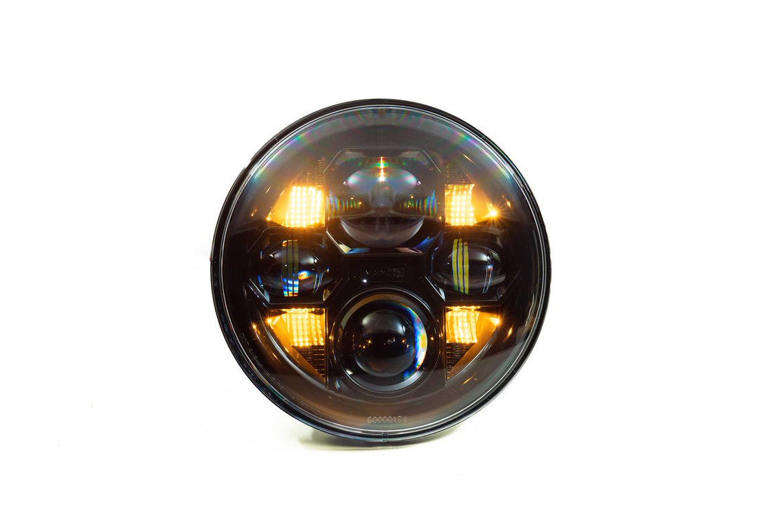 Morimoto Sealed Beam: Morimoto Sealed7 2.0 (Black) (7in Round) - Apollo Off-Road
