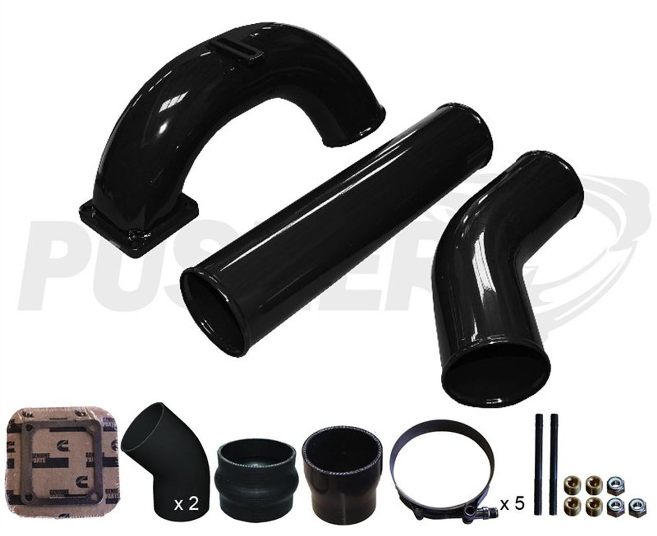 Pusher 3.5" MEGA Intake System with 3.5" Passenger Side Intercooler Tube 1998.5-2002 Dodge Cummins - Apollo Off-Road