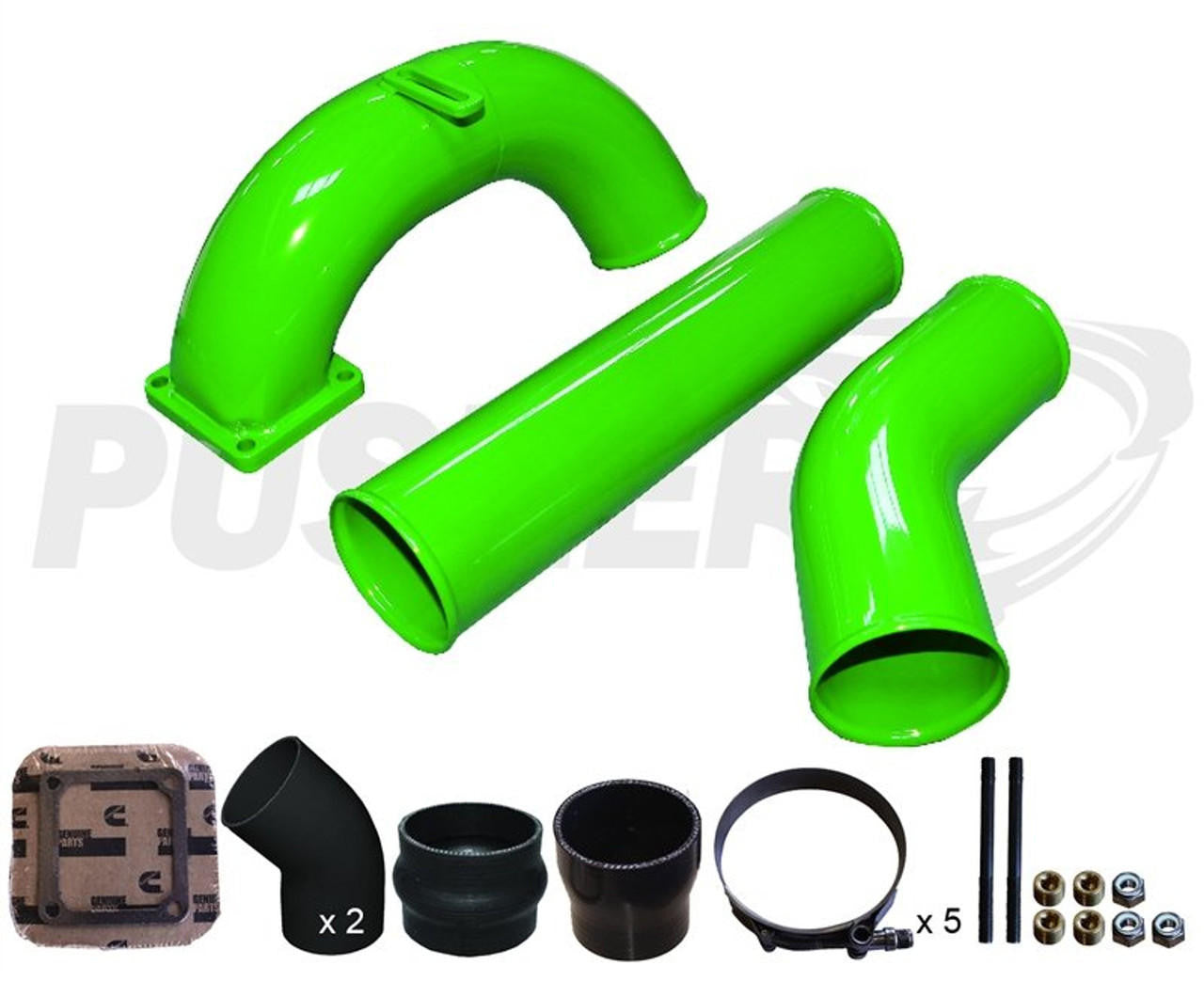 Pusher 3.5" MEGA Intake System with 3.5" Passenger Side Intercooler Tube 1998.5-2002 Dodge Cummins - Apollo Off-Road