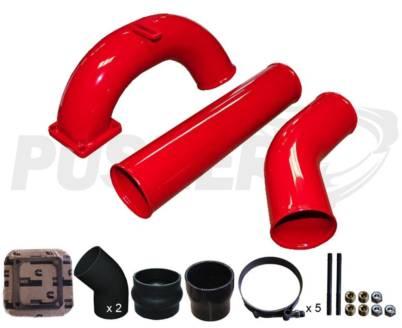 Pusher 3.5" MEGA Intake System with 3.5" Passenger Side Intercooler Tube 1998.5-2002 Dodge Cummins - Apollo Off-Road