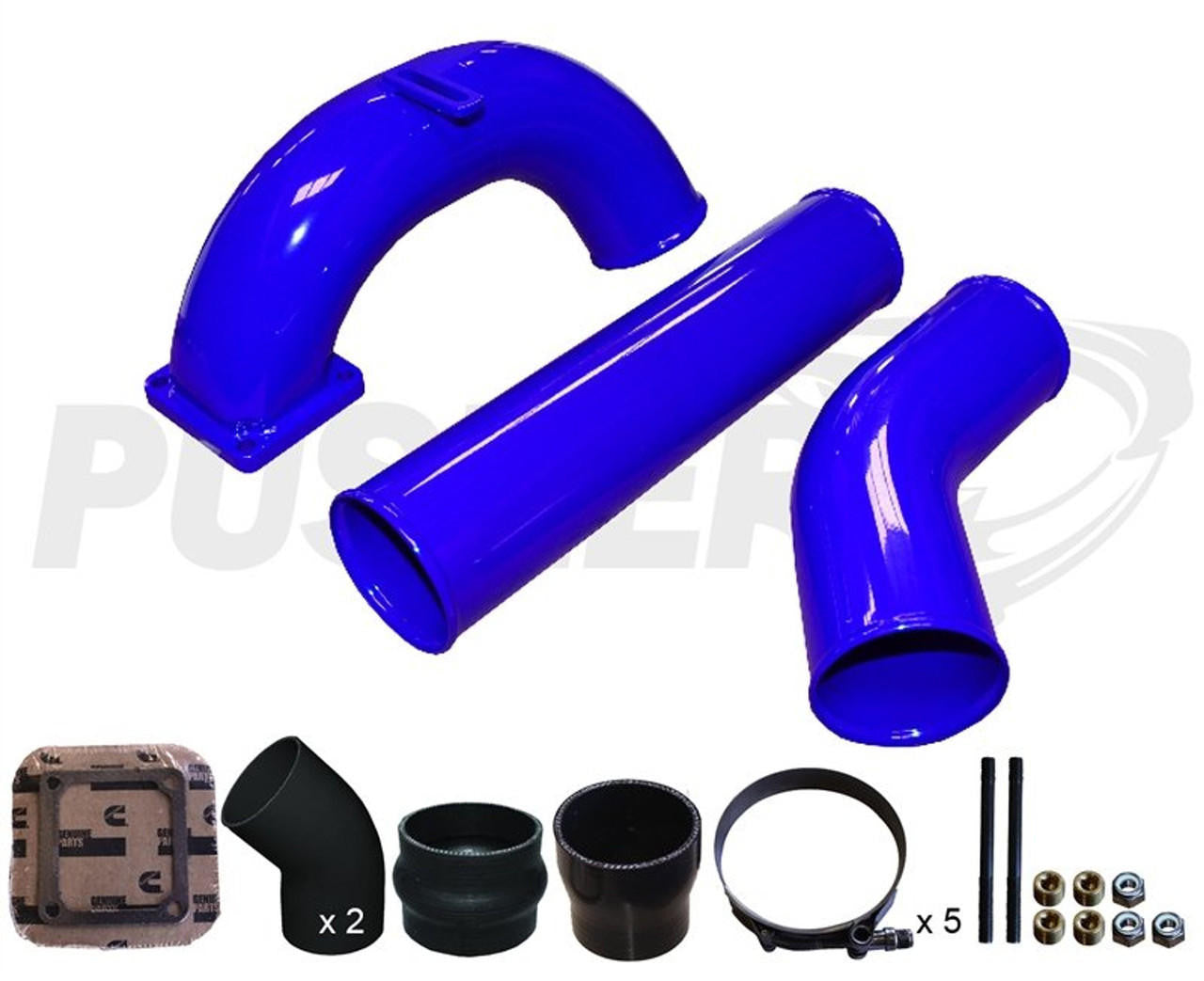 Pusher 3.5" MEGA Intake System with 3.5" Passenger Side Intercooler Tube 1998.5-2002 Dodge Cummins - Apollo Off-Road