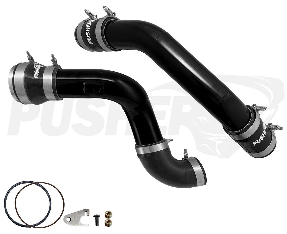 Pusher 3" Hot & Cold Side Charge Tubes for 2017+ Ford F250-350 6.7L Powerstroke w- Throttle Valve Adapter - Apollo Off-Road