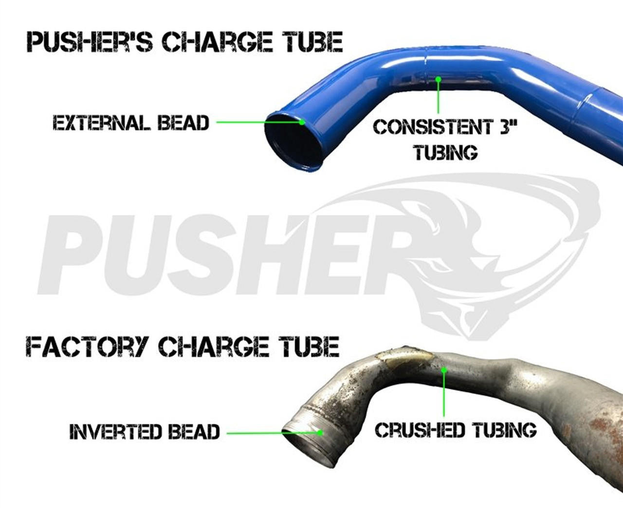 Pusher 3" Passenger Side Charge Tube for 2008-2010 Ford F250-350 6.4L Powerstroke - Apollo Off-Road