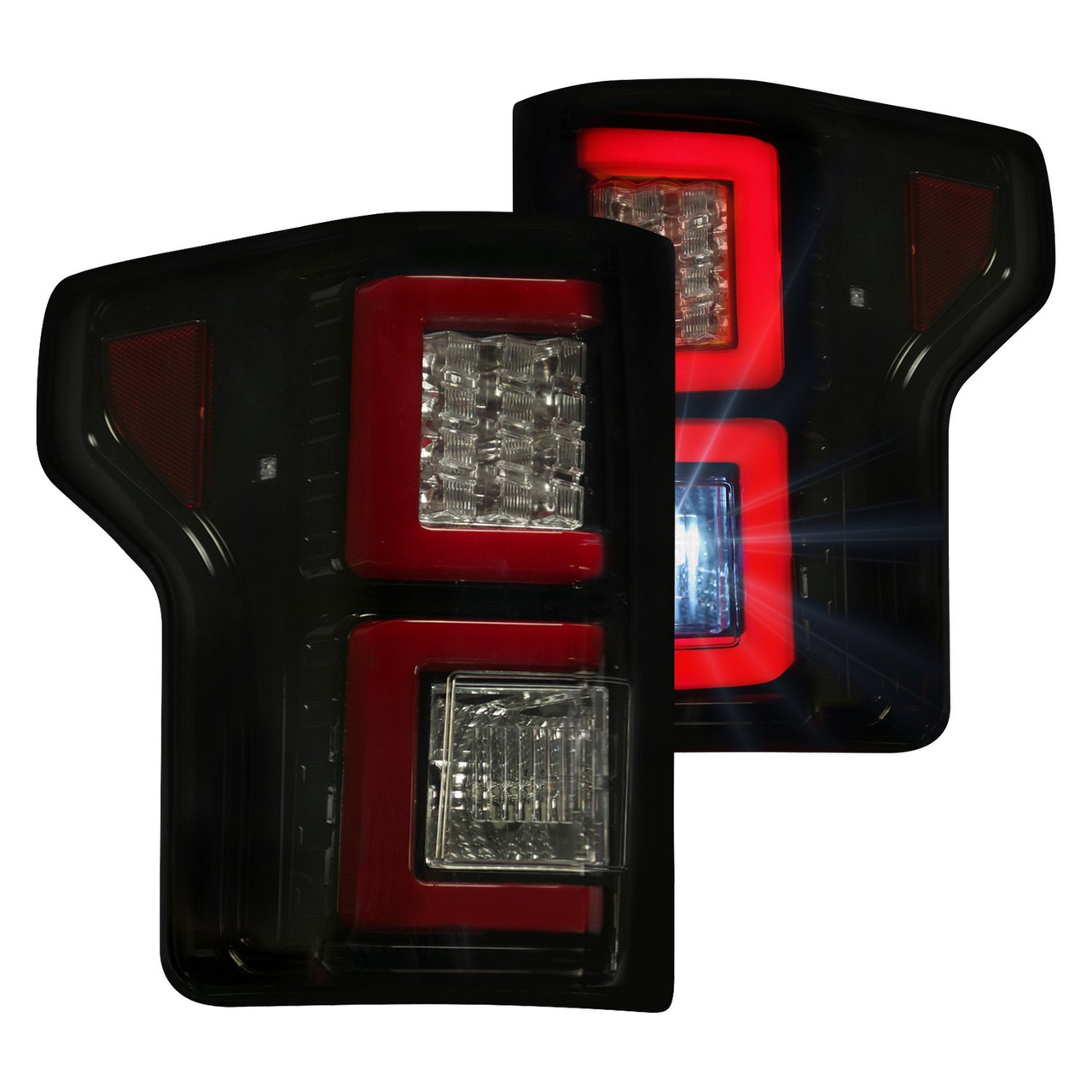 RECON Ford F150 15-17 (Replaces OEM Halogen Style Tail Lights) LED Tail Lights Smoked Lens - Apollo Off-Road