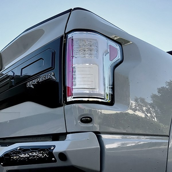 RECON Ford F150 15-20 & Raptor 17-20 (Replaces OEM LED Style Tail Lights w Blind Spot Warning System) OLED Tail Lights Clear Lens - Apollo Off-Road