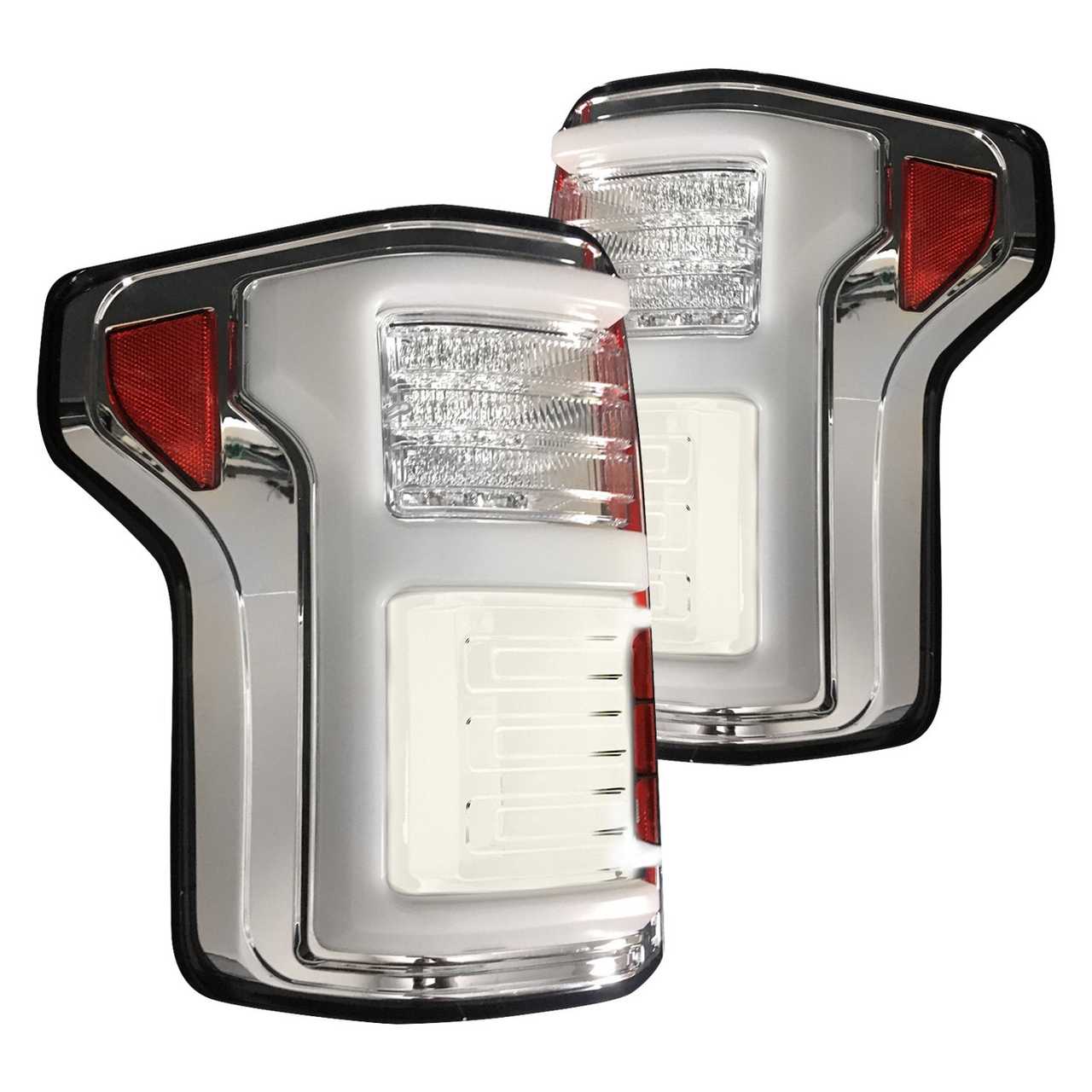 RECON Ford F150 15-20 & Raptor 17-20 (Replaces OEM LED Style Tail Lights w Blind Spot Warning System) OLED Tail Lights Clear Lens - Apollo Off-Road