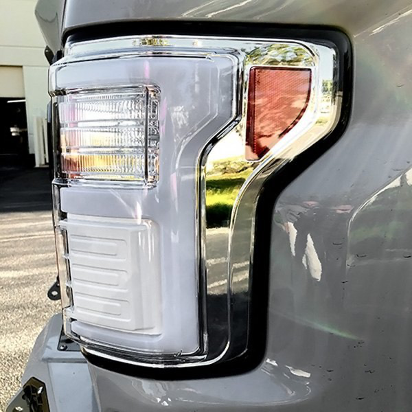 RECON Ford F150 15-20 & Raptor 17-20 (Replaces OEM LED Style Tail Lights w Blind Spot Warning System) OLED Tail Lights Clear Lens - Apollo Off-Road