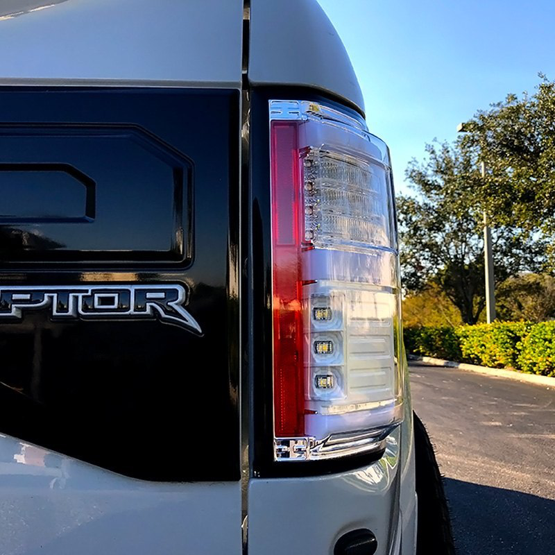RECON Ford F150 15-20 & Raptor 17-20 (Replaces OEM LED Style Tail Lights w Blind Spot Warning System) OLED Tail Lights Clear Lens - Apollo Off-Road